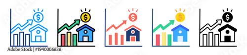 Housing Market Icon Sheet Multiple Style Collection 