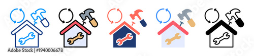 Property Renovation Icon Sheet Multiple Style Collection 