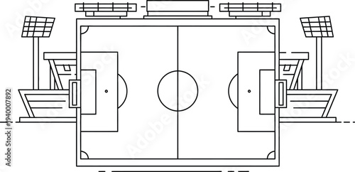 Soccer Field Diagram Line Art Training Pitch Strategy Sports Coaching Illustration
