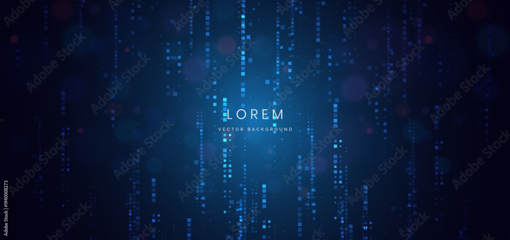 Fototapeta premium Digital technology background with blue lines lighting effect on dark background.