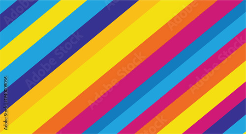 Colorful, diagonal stripes create an abstract design with vibrant, saturated hues