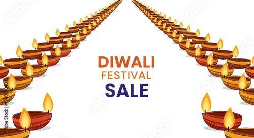 Diwali Festival Sale vector illustration with lamps