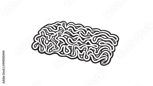 Brain abstract illustration with swirling black and white lines, representing complex thought and creativity