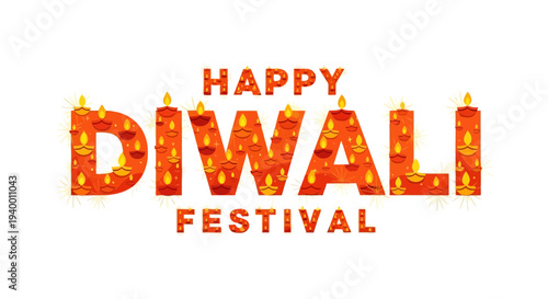 Diwali festival greeting text vector
