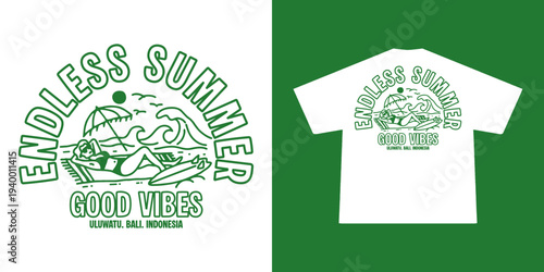 Hand-drawn Retro  illustration of summer club, surfing Graphic Design for T shirt streetwear and urban style	
