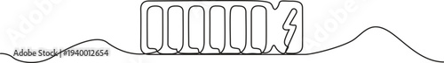 Illustration of outline drawing of a battery icon on a wavy line
