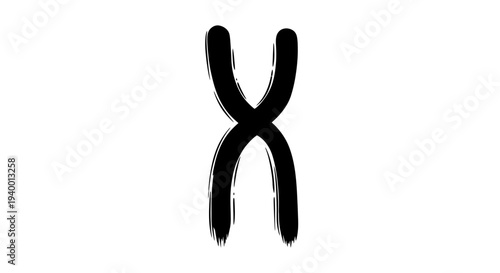 Stylized black chromosome icon on a white background, symbolizing genetics, DNA, and science