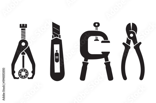 Mechanical Tools Silhouette Vector Illustration Isolated Icon