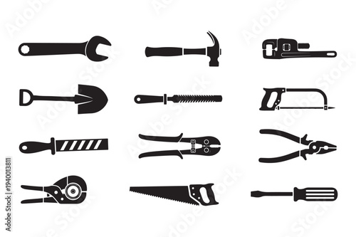 Mechanical Tools Silhouette Vector Illustration Isolated Icon
