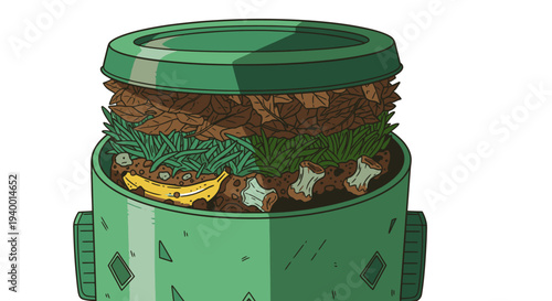 Compost Bin with Organic Waste Materials.