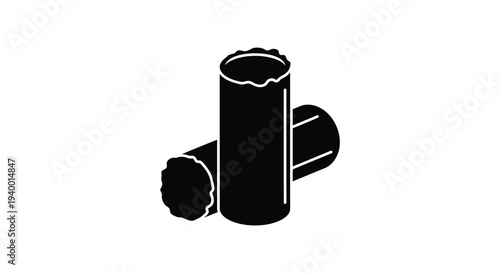A minimalist depiction of a beverage can and its pull tab presented as a striking black silhouette