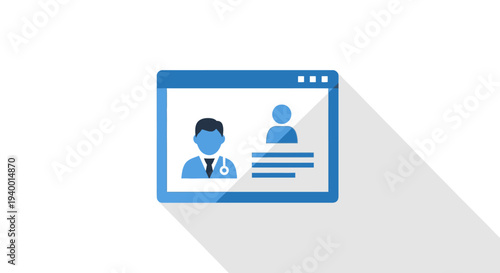 Digital doctor profile on a computer screen, representing online healthcare and medical consultation services