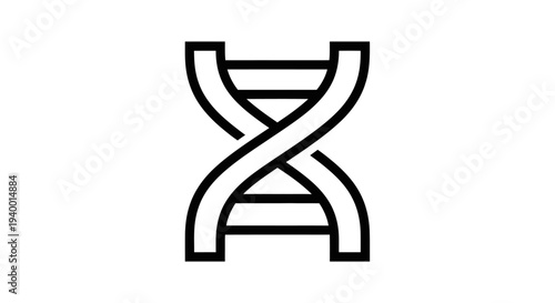 Stylized DNA double helix icon, representing genetics, biology, science, and research on a clean white background
