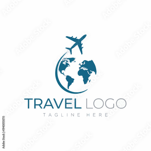  Modern Airplane Travel Globe Logo for Global Journeys and Exploration