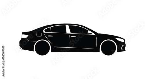 A sleek modern sedan is depicted in a striking black profile against a white background a captivating silhouette