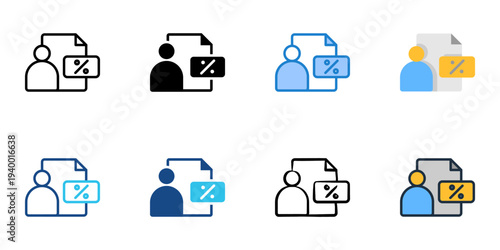 Taxpayer icons set multiple style collection. Editable stroke 
