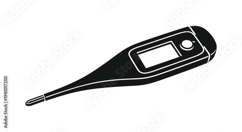 A minimalist depiction of a digital thermometer showcasing its sleek design and modern functionality silhouette high quality professional