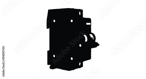 A stark black silhouette of an electrical circuit breaker showcasing its functional design silhouette high quality professional detailed