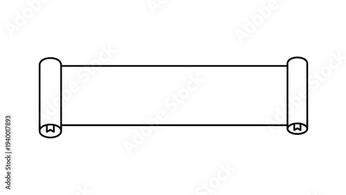 Blank horizontal paper scroll with rolled ends and decorative accents, perfect for certificates, banners, or vintage messages.