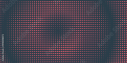 Circular Halftone Pattern Concentric Circles Frame Vector Red Black Colour Abstract Background. Retro Futurism Technology Art Illustration