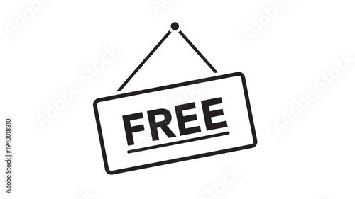 Sign hanging by string displaying the word FREE in bold black letters, representing no cost or open access