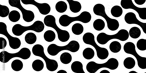 Meta balls pattern. Connected liquid drops, organic blobs or amorphous shapes background. Modern wallpaper. Vector graphic illustration.