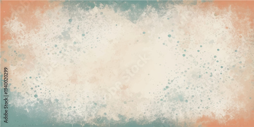Abstract soft edges and a vintage texture in an abstract painting, with hues of orange and teal with a vintage touch. 