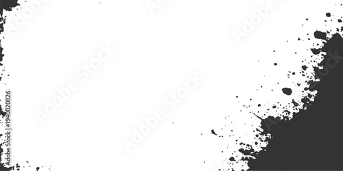 Abstract a visually striking contrast, the frame is dramatically split between a pristine white canvas and a chaotic splash of dark, raw black texture. a bold and artistic statement.