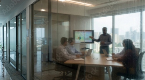 Team Meeting with Senior Client in Modern Conference Room