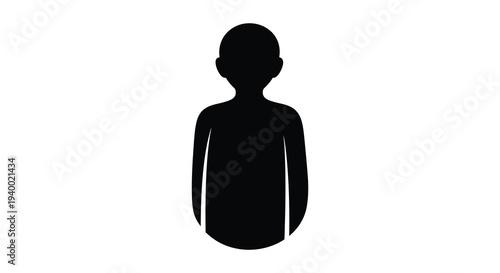 A stark black silhouette of a person s upper body and head against a plain white background a minimalist depiction silhouette