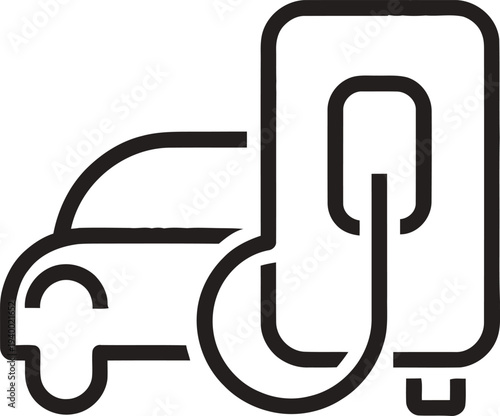 Electric Car Charging Station Line Icon Vector Illustration