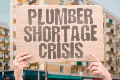 Obraz na plátně "Plumber Shortage Crisis" A growing plumber shortage means longer waits and higher costs for basic household repairs