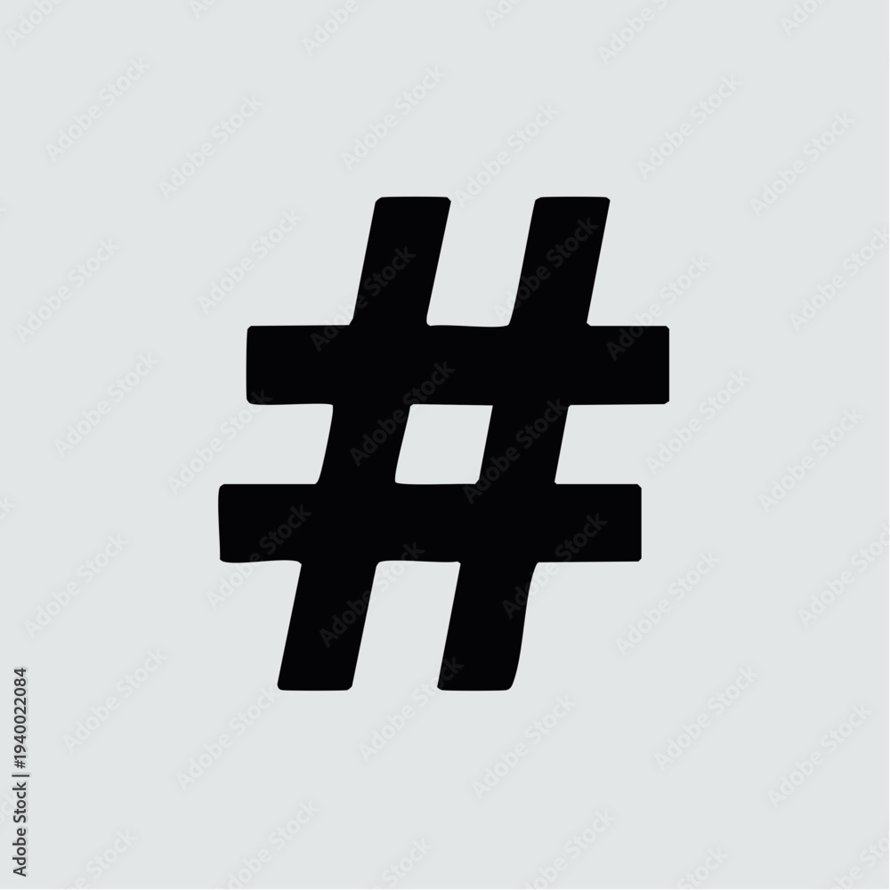 Fototapeta premium Large black hashtag symbol on light gray background