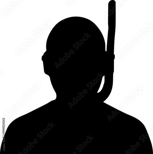 Scuba Diver Portrait Silhouette with Mask and Oxygen Tank