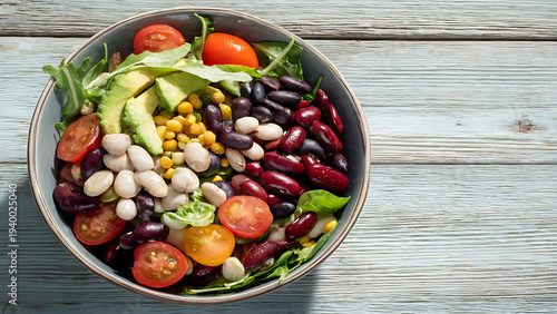 Healthy Five Color Bean Salad Bowl Plant Based Meal