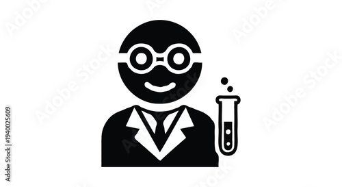 Scientist Icon with Goggles and Test Tube for Laboratory Research