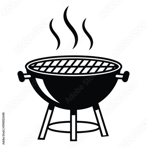 Classic barbecue grill with smoke rising