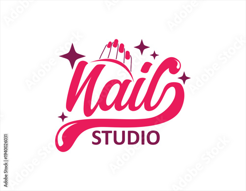 nail salon studio logo design vector illustration creative unique style premium logo	