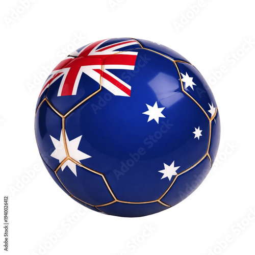 Australia Flag Soccer Ball 3D Glass Sphere Icon for Oceania Sports Themes