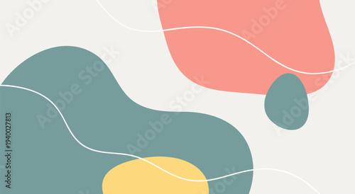 Abstract Organic Shapes and Lines Vector Illustration - Soft Pastel Color Palette for Graphic Design Elements