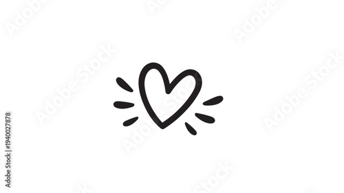 Heart icon with radiating lines in a simple hand-drawn doodle style, symbolizing love and affection.
