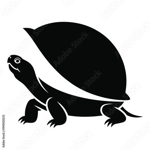 Turtle silhouette icon walking slowly representing nature wildlife aquatic reptile shell protection slow movement animal biology illustration