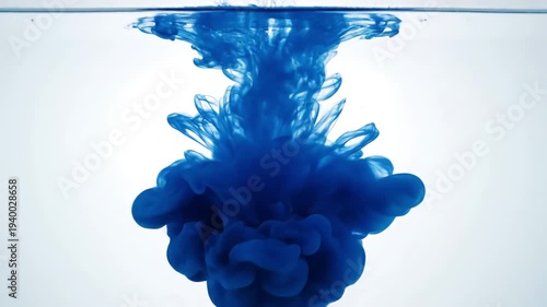 Wallpaper Mural Green Screen blue ink dropped in water on white background scene 2 with distortion, overlay, glitch, static noise, scan lines black background, 4k animated video loop Torontodigital.ca