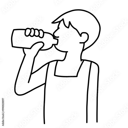 水を飲む男性のイラスト