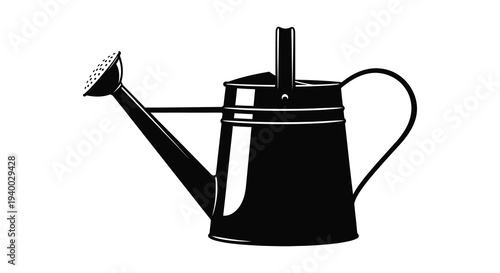 A detailed depiction of a classic metal watering can presented as a striking black silhouette high quality professional