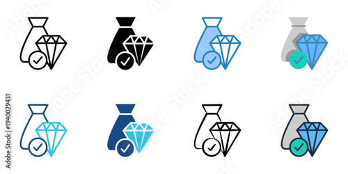Net worth icons set multiple style collection. Editable stroke 
