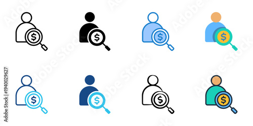 Creditworthiness icons set multiple style collection. Editable stroke 
