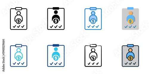 Credit report icons set multiple style collection. Editable stroke 
