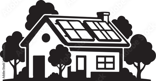 Solar Powered House with Trees and Eco Friendly Design