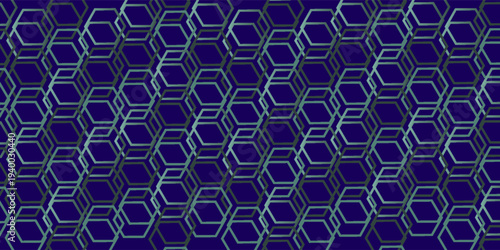 PrintBlue Hexagon Pattern. Abstract Medical Chemical Tech Background. Hexagonal Pattern for Hi-Tech Science Design. Cyber Hexagon 3D Grid Sci-Fi Game Backdrop. Vector Illustration.